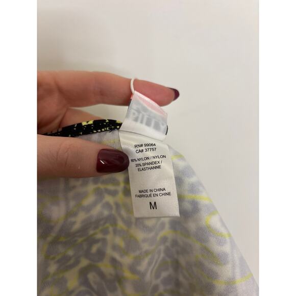 Billabong Bikini Womens Medium Neon Yellow Leopard Print Triangle Top NWT - Picture 8 of 8